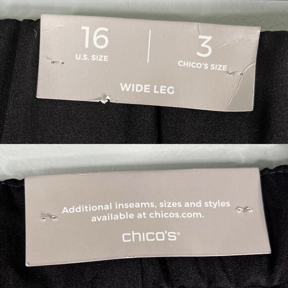 Chico's Wide Leg Side Zip Pants Black 16 New - Picture 12 of 12